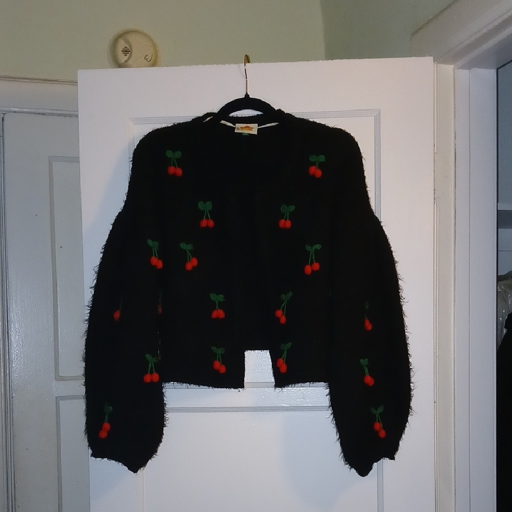 Black Cherry Embroidered Cardigan
